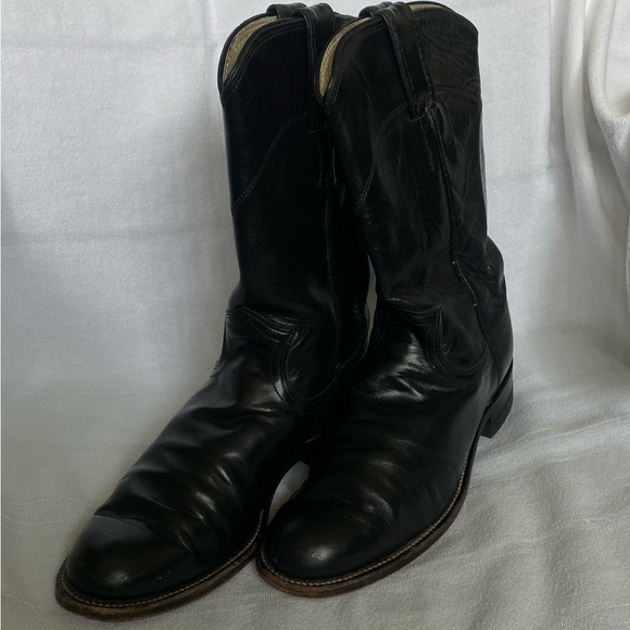 Justin Leather Roper Boots Black 6 - Picture 2 of 6